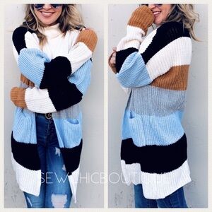Cozy Color Block Sweater Cardigan